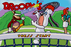 Droopy's Tennis Open title screen for GameBoy Advance